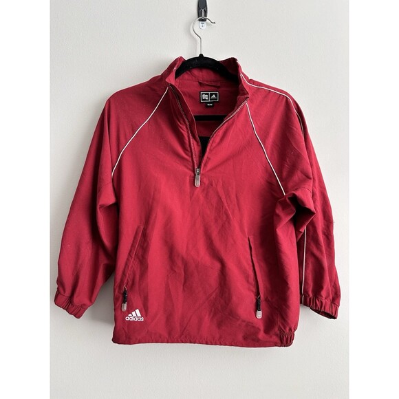 Adidas Kids Vintage Windbreaker ClimaProof Wind Jacket 2005 Red Pullover M - Picture 1 of 4